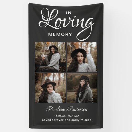 モダン4写真コラージュ葬儀 横断幕 (縦)