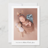 モダン4写真パーソナライズされたベビー誕生 案内状 (裏面)