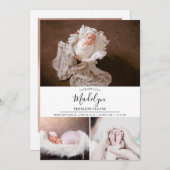 モダン4写真パーソナライズされたベビー誕生 案内状 (正面/裏面)