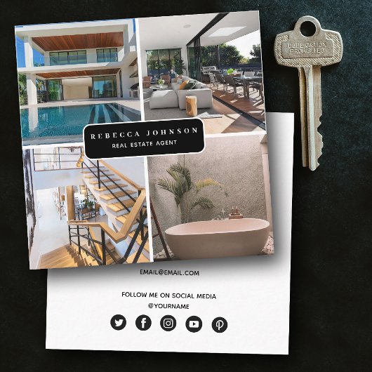 モダン4写真実在不動産業者QRコード スクエア名刺