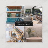 モダン4写真実在不動産業者QRコード スクエア名刺 (正面)