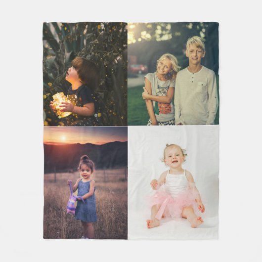 モダン4枚のコラージュパーソナライズされた フリースブランケット (正面)