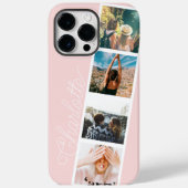 モダン4枚の写真グリッドコラージュ名の赤面ピンク Case-Mate iPhoneケース (裏面)