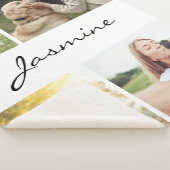 モダン4枚の写真コラージュ犬ホワイト シェルパブランケット (3/4)