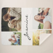 モダン4枚の写真コラージュ犬ホワイト シェルパブランケット (正面(横))