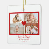 モダン4枚の写真コラージュ セラミックオーナメント (左)