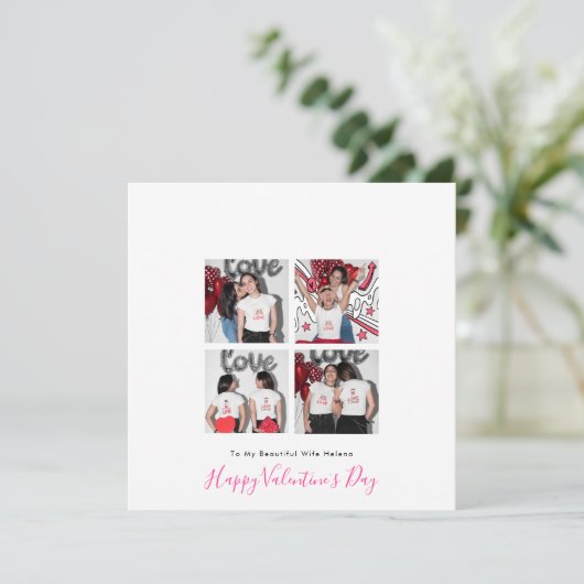 モダン4枚の写真LGBTレズビアン愛の妻バレンタイン シーズンカード (スタンド正面)