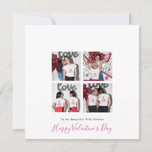 モダン4枚の写真LGBTレズビアン愛の妻バレンタイン シーズンカード (正面)