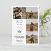 モダン4枚エレガントの写真の結婚白黒 招待状 (スタンド正面)