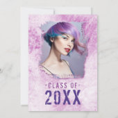 モダン4枚カッコいい写真両面ピンクパープルグラード 案内状 (裏面)