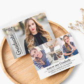 モダン4枚フォトコラージュ卒業オーバーレイシンプル装置 案内状