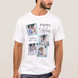 モダン4枚フォトコラージュ ハッピー バレンタインデー Tシャツ