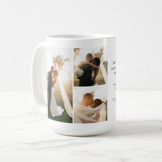モダン4枚フォトコラージュ 結婚記念日 コーヒーマグカップ (正面左)