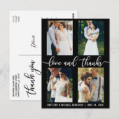 モダン4枚写真ウェディングラブアンドサンクススクリプト ポストカード (正面/裏面)