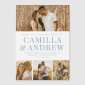 モダン4枚写真エレガントウェディング マグネット招待状 (正面)