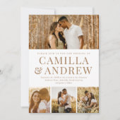 モダン4枚写真エレガントウェディング 招待状 (正面)