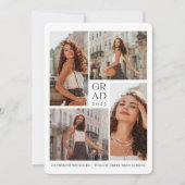 モダン4枚写真シンプル卒業 招待状 (正面)