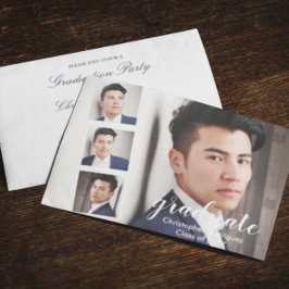 モダン4枚写真卒業招待状 招待状