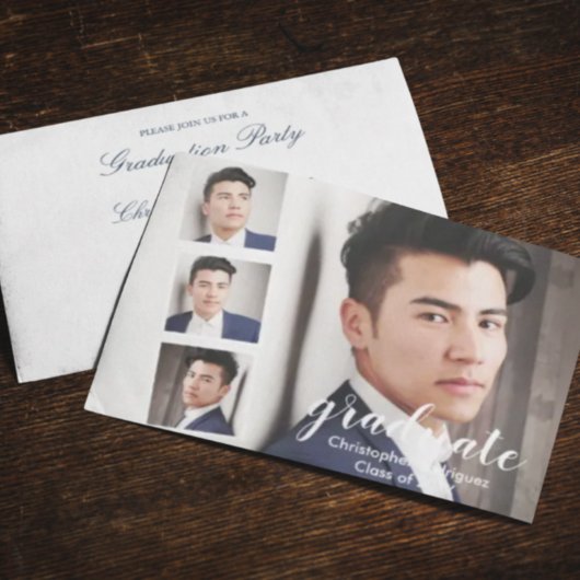 モダン4枚写真卒業招待状 招待状