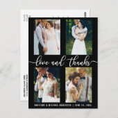 モダン4枚写真 結婚式 愛と感謝のスクリプト ポストカード (正面/裏面)