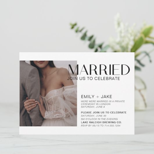 モダン4結婚した枚フォトウェディング受付パーティー 招待状 (スタンド正面)