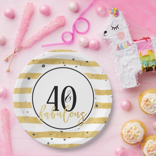 モダン40およびすばらしい第40誕生会のプレート ペーパープレート (パーティー)