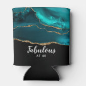 モダン40スタイリッシュでティール（緑がかった色）アガテファブラス 缶クーラー (裏面)