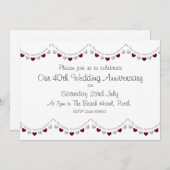 モダン40周年ルビー結婚記念日招待状 招待状 (正面/裏面)