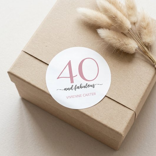 モダン40歳おめでとう！素敵な40歳の誕生日パーティー ラウンドシール