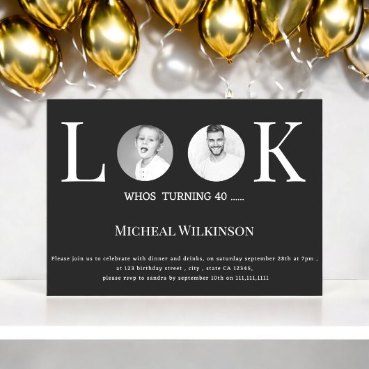 モダン40歳の誕生日 招待状