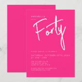 モダン40歳 サーティー 30歳 ピンクの誕生日パーティー 招待状 (正面/裏面)