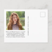 モダン4 フォト ブルー 卒業 案内ポストカード (裏面)