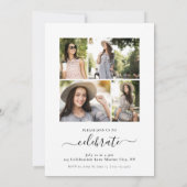 モダン5シンプル光書道簡単卒業 招待状 (裏面)