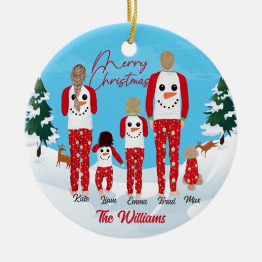 モダン5セラミックのクリスマスパーソナライズされた科 セラミックオーナメント (正面)