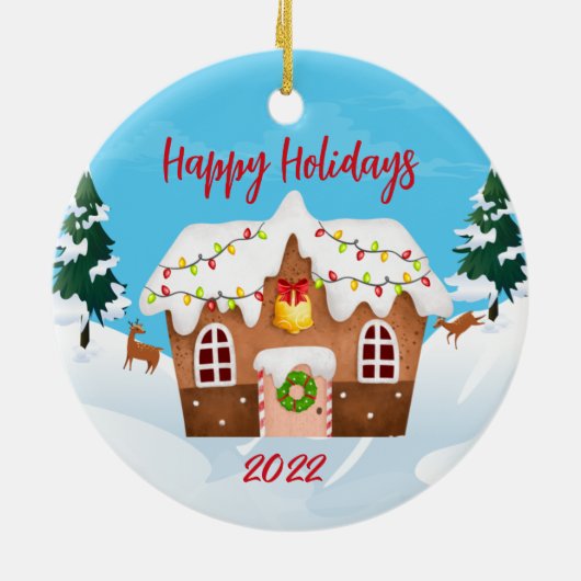 モダン5セラミックのクリスマスパーソナライズされた科 セラミックオーナメント (裏面)