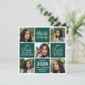 モダン5フォトコラージエメラルドグリーン卒業 招待状 (スタンド正面)