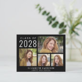 モダン5フォトブラック卒業 案内ポストカード (スタンド正面)