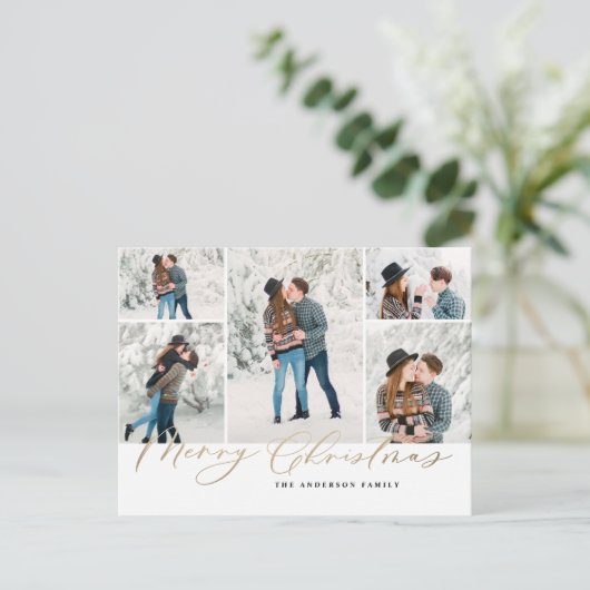 モダン5ミニマル枚の写真のクリスマエレガントス シーズンポストカード (スタンド正面)