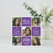 モダン5写真卒業パーティー紫の卒業式 招待状 (スタンド正面)