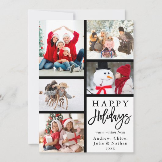モダン5枚の写真コラージュクリスマス シーズンカード (正面)