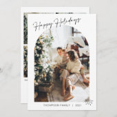 モダン5枚写真ハートホリデーアーチ シーズンカード (正面/裏面)