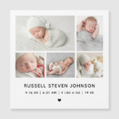 モダン5枚写真 出生お知らせマグネットカード (正面)