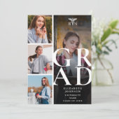 モダン5枚写真RN看護師卒業発表 招待状 (スタンド正面)