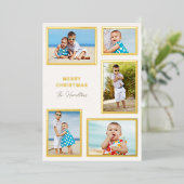 モダン5枚組フォトコラージュ クリスマス ゴールド 箔シーズンカード (立ち正面)
