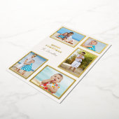 モダン5枚組フォトコラージュ クリスマス ゴールド 箔シーズンカード (回転した状態)