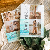 モダン5枚結婚の写真のビーチ感謝してい サンキューカード