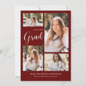 モダン5級写真コラージブルゴーニュ卒業 案内状 (正面)