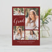 モダン5級写真コラージブルゴーニュ卒業 案内状 (スタンド正面)