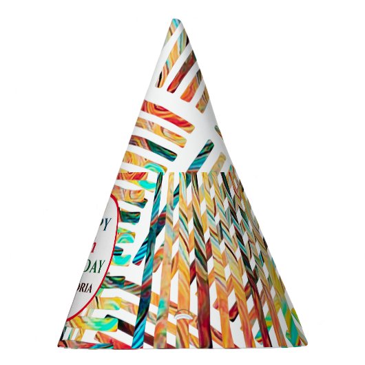 モダン50カラフル番目の誕生日のパーソナライズ パーティーハット (右)