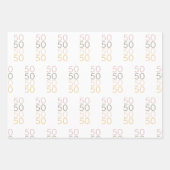 モダン50シンプル誕生日ラッピング紙セット3 ラッピングペーパーシート (正面)
